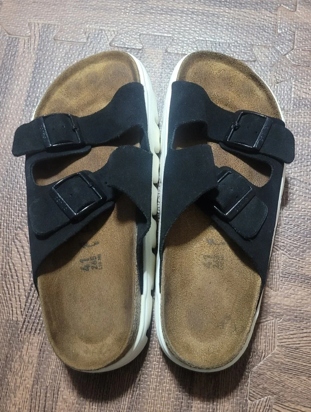 Birkenstocks Arizona Papillio Chunky Suede Leather Sandals In black Sz 10  EU 41